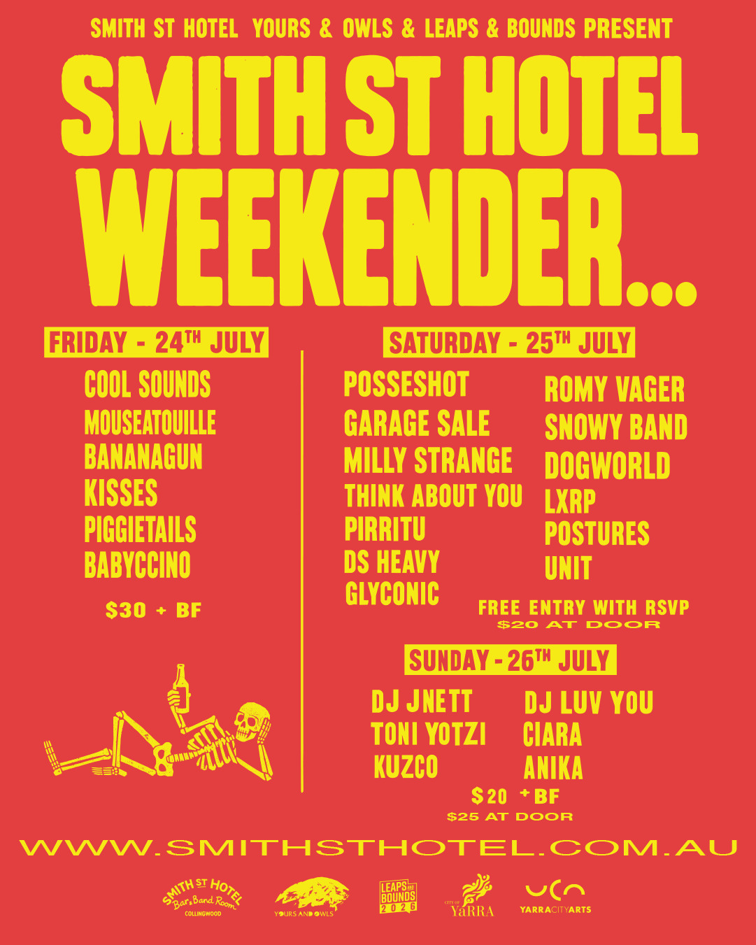 SATURDAY 25 JULY @ SMITH ST HOTEL